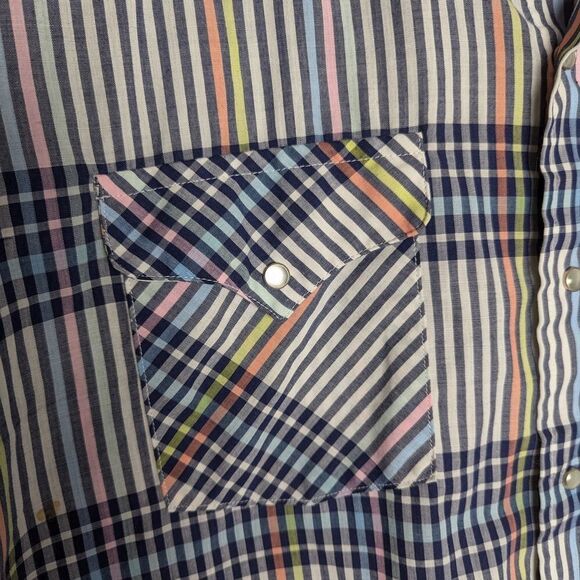 Vintage Panhandle Slim Men’s Pearl Snap Western Shirt, Striped, Size 16-34 - Picture 3 of 9